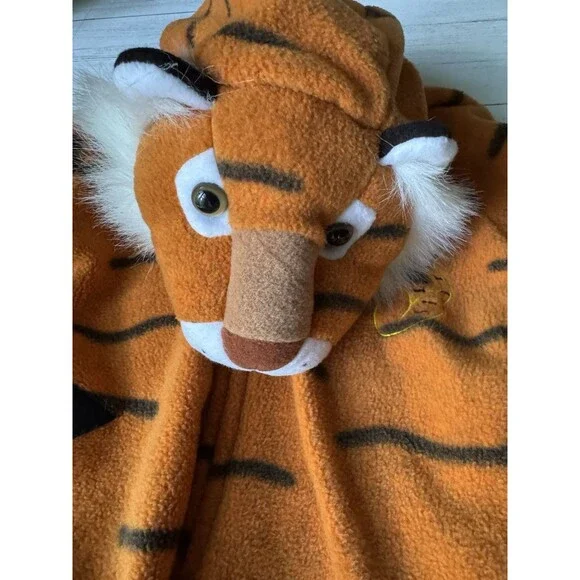 Plush Tiger Costume Sz 18-24 Mth, One Piece Zip-Up, With Hood & Tail - Picture 8 of 11